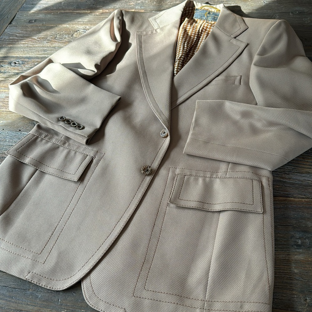 Vintage‎ 70’s Society Brand brown poly wide-lapel blazer Large